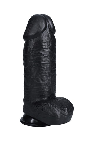 Godemichet réaliste RealRock extra épais avec ventouse - Noir - 7,6 cm