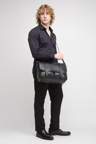 Bandolera de piel Cesare - Negro 