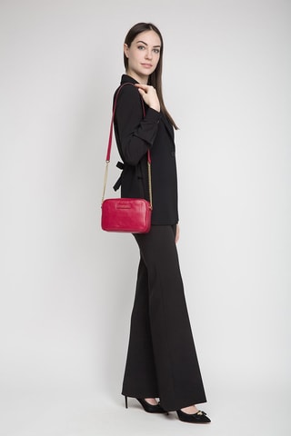 Bandolera de piel Elettra - Fucsia