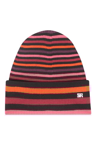 Bonnet en laine - Noir et rose