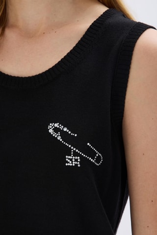 Pull sans manches en mérinos et laine - Noir