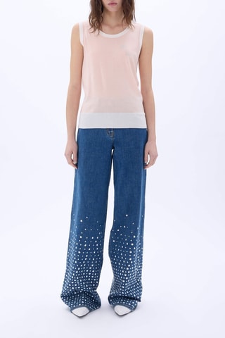 Pull sans manches en mérinos et laine - Saumon