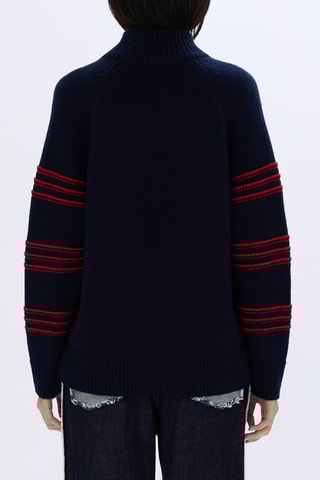 Pull en mérinos -Bleu marine