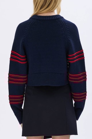 Pull en mérinos -Bleu marine