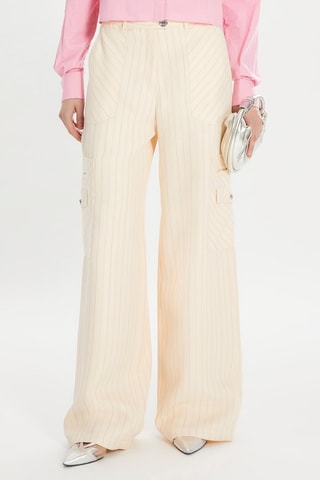 Pantalon cargo - Ecru et rose clair