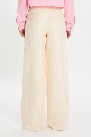 Pantalon cargo - Ecru et rose clair