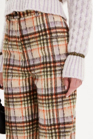 Pantalon en laine vierge et mohair - Ecru et lilas