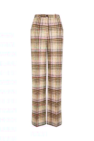 Pantalon en laine vierge et mohair - Ecru et lilas