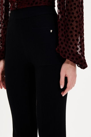 Pantalon taille haute en mérinos - Noir