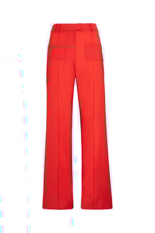 Pantalon droit en laine - Corail
