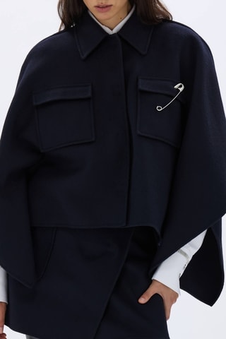 Cape en laine - Bleu marine