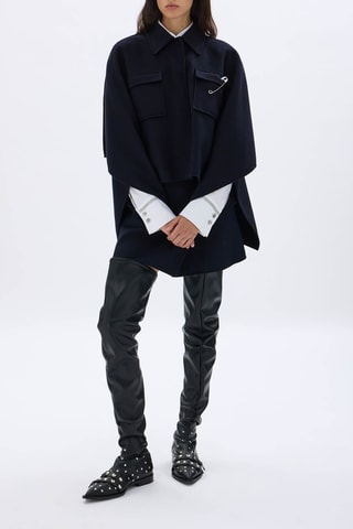 Cape en laine - Bleu marine