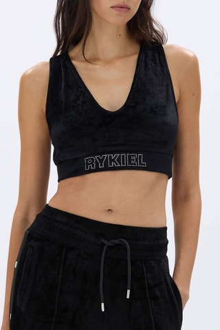 Crop top en velours -Noir