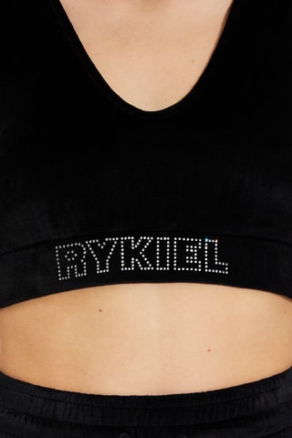 Crop top en velours -Noir