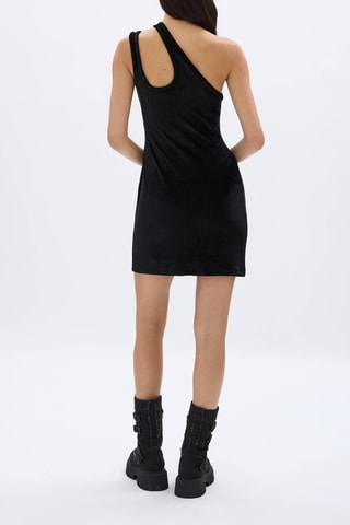 Robe asymétrique en velours - Noir