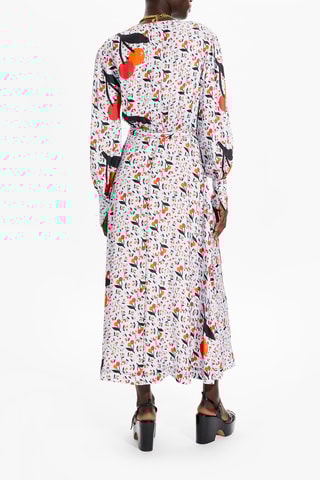 Robe longue en soie - Bleu clair et orange