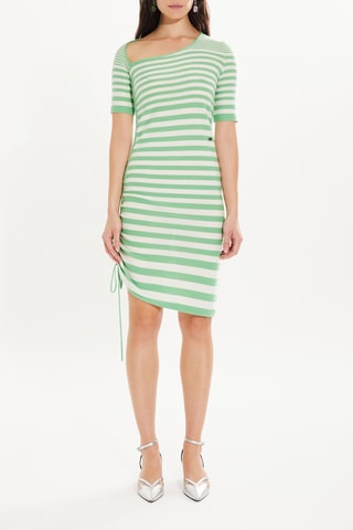 Robe courte en laine - Vert anis et blanc