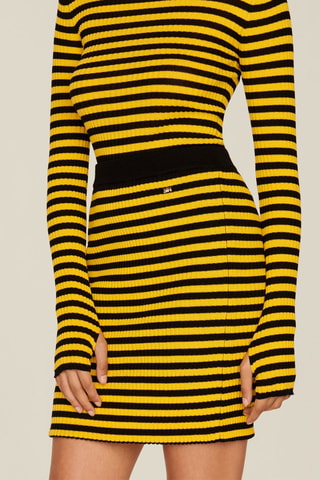 Minijupe en laine - Moutarde et noir