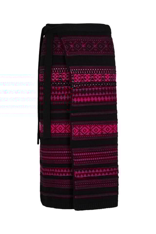 Jupe longue en laine - Noir et fuchsia