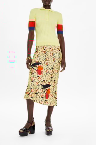 Jupe midi en soie - Jaune