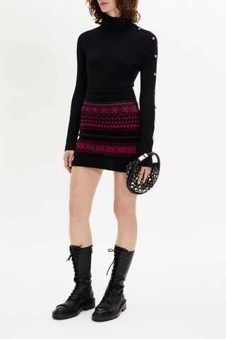 Minijupe en laine - Noir et fuchsia
