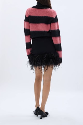 Jupe droite en plume de dinde et plume d’autruche - Noir