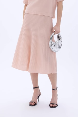 Jupe midi en laine - Rose poudré