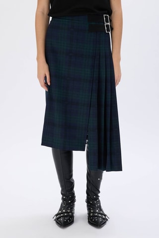 Jupe droite en laine - Bleu marine