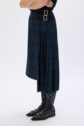 Jupe droite en laine - Bleu marine