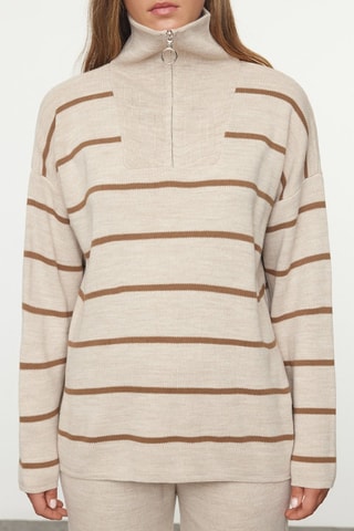 Jersey y pantalón wide leg - Beige