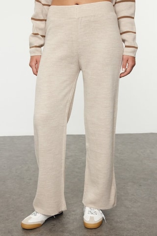 Jersey y pantalón wide leg - Beige