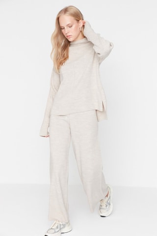 Jersey y pantalón wide leg - Beige