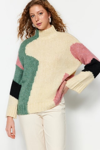 Jersey - Beige y verde agua