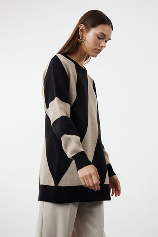 Jersey relaxed fit - Negro y camel