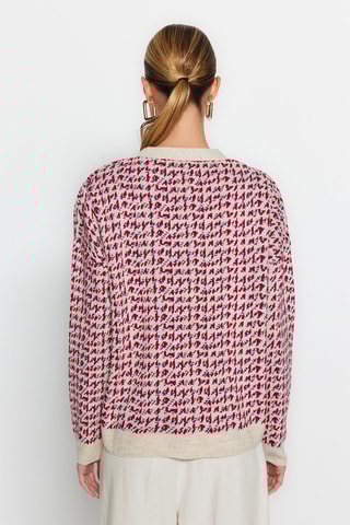 Cárdigan - Beige jaspeado y rojo