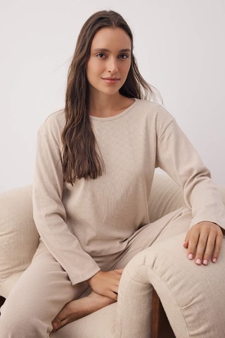 Top y pantalón relaxed - Beige