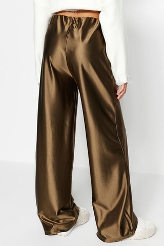 Pantalón palazzo de tiro alto - Caqui