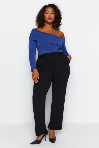 Pantalón recto de tiro alto - Negro