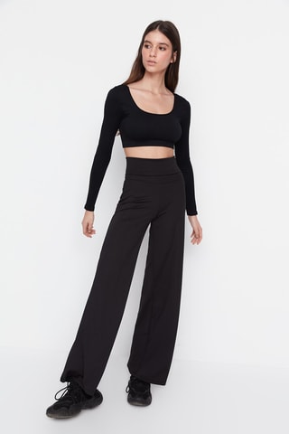Pantalón wide leg de tiro alto - Negro