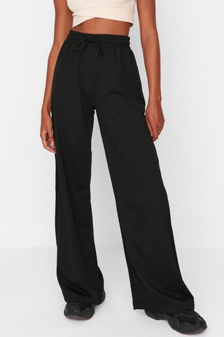 Pantalón wide leg de tiro alto - Negro