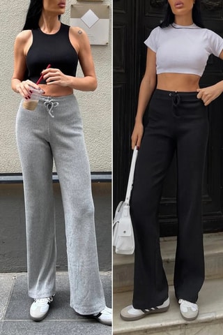 2 pantalones flare - Negro y gris