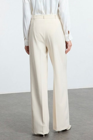 Pantalón wide leg de tiro alto - Crudo