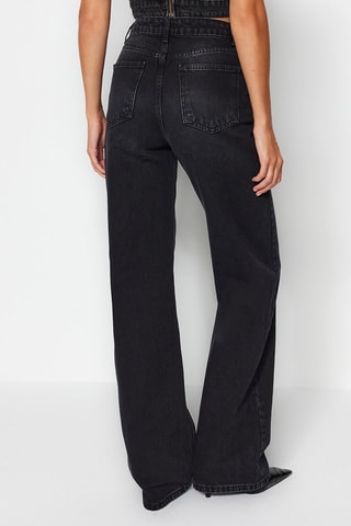 Vaquero wide leg de tiro alto - Negro