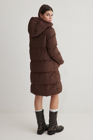 Abrigo reversible regular fit con capucha - Marrón