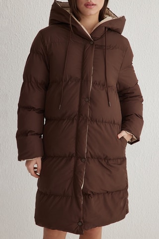 Abrigo reversible regular fit con capucha - Marrón