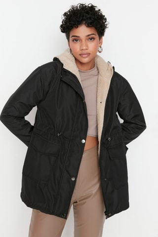 Parka con capucha - Negro