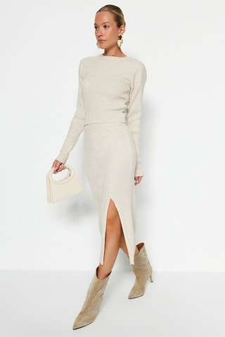 Top y falda de tubo - Crudo jaspeado