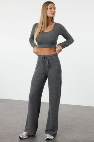 Crop top y pantalón wide leg - Antracita