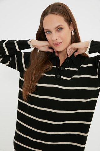 Vestido jersey - Negro y blanco