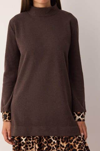 Vestido efecto doble prenda - Marrón